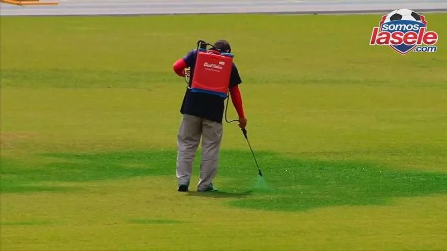 El cuido del césped del Rommel Fernández