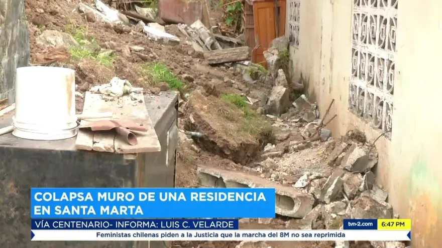 Cae muro en residencia en Santa Marta