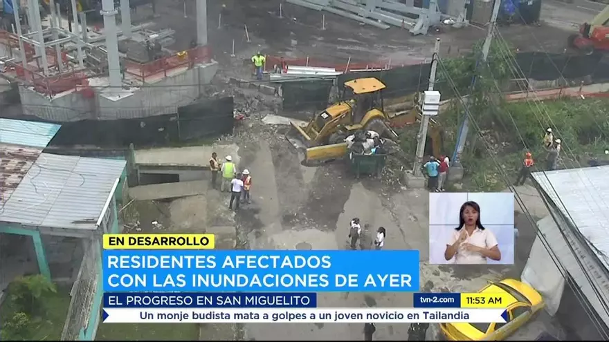Casas de El Progreso se inundan con aguas servidas a causa de trabajos del Metro, según residentes