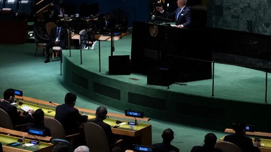 El presidente de Estados Unidos Joe Biden habla en la Asamblea General de la ONU