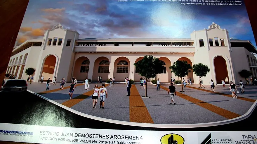 Boceto de la fachada del nuevo estadio Juan Demóstenes Arosemena