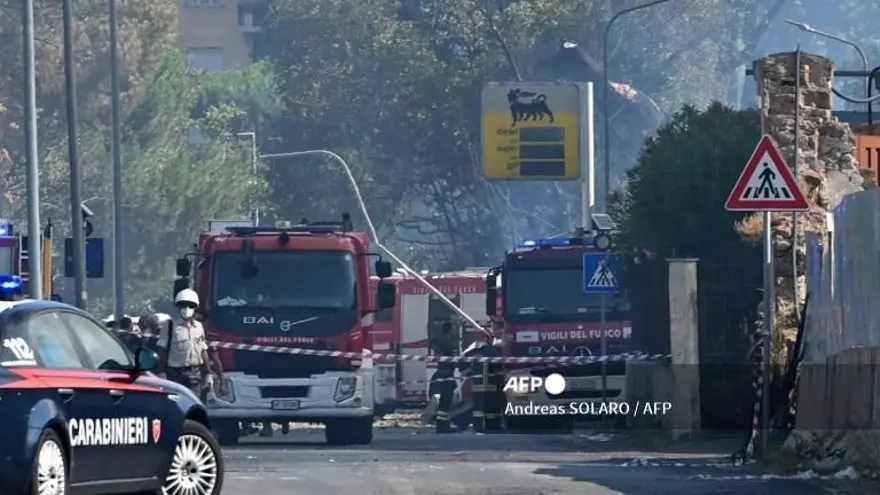 Exploción en una gasolinera de Roma