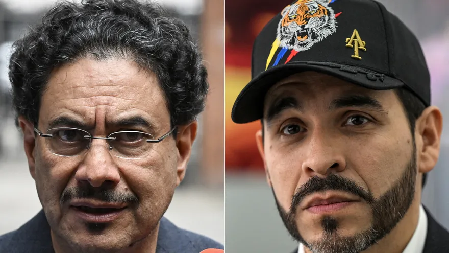 El senador Iván Cepeda y el candidato presidencial colombiano Abelardo de la Espriella, del movimiento político Defensores de la Patria.