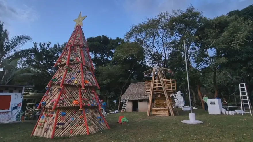 La comunidad de El Cocal, en el corregimiento de Victoriano Lorenzo, distrito de Penonomé, vuelve a destacar este año con la creación de su tradicional árbol navideño elaborado con materiales naturales.