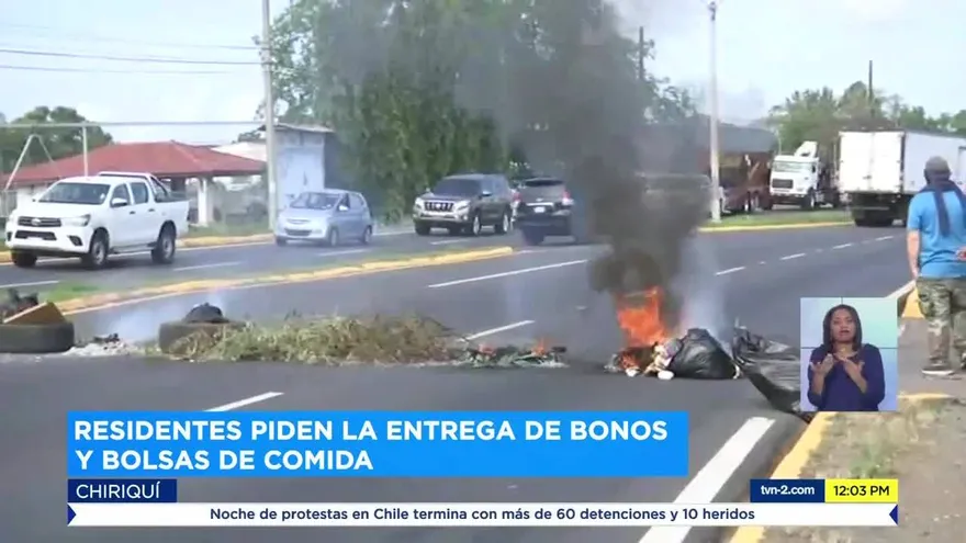 Se registran protestas en la Chiriquí por falta de entrega de bonos y bolsas de comidas