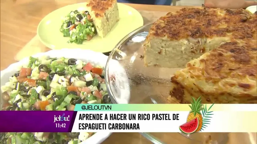 Pastel de espagueti carbonara