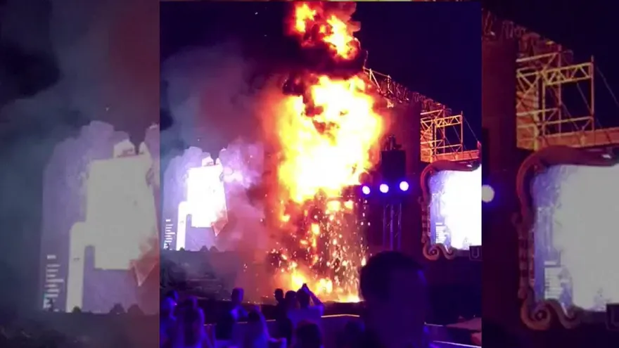 Espectacular incendio sin víctimas en festival musical en España