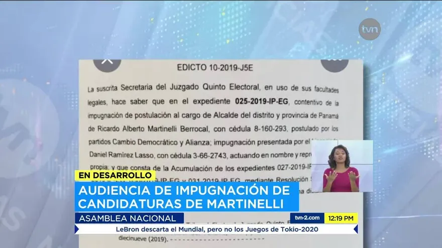 El 9 de abril se realizará audiencia por impugnación de candidaturas de Martinelli