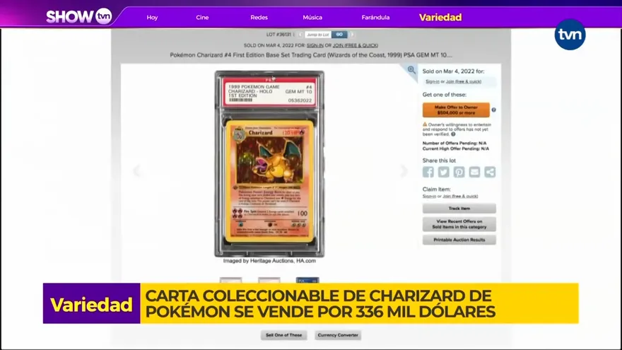 Una carta de Pokemón vendida por más 300 mil dólares
