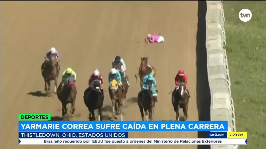 Yarmarie Correa pasó un gran susto al caer en la séptima carrera de Thistledown