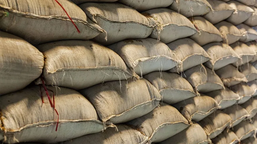 Sacos de arroz en cáscara. Imagen con fines ilustrativos.