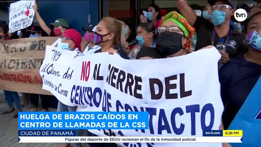 Huelga de brazos caídos en Centro de Contactos de la CSS