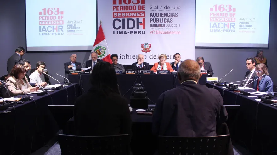 Imagen de audiencia pública de la la Comisión Interamericana de Derechos Humanos (CIDH) en Lima, Perú.