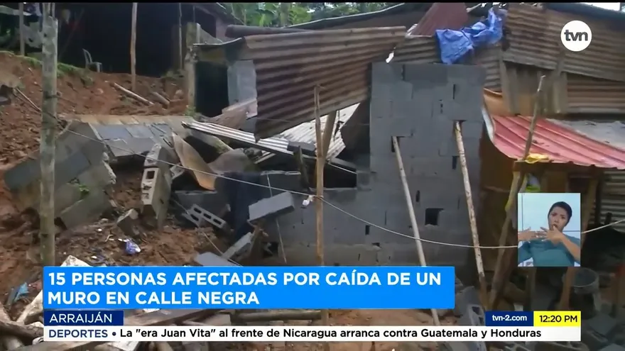 Unas 15 personas afectadas por caída de muro en Arraiján