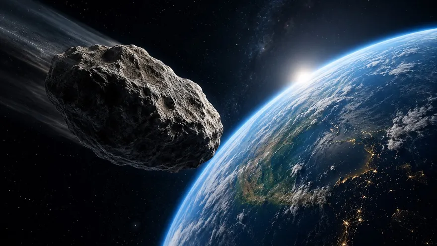 Un asteroide cerca de la Tierra. Imagen ilustrativa que no corresponde a un hecho real.