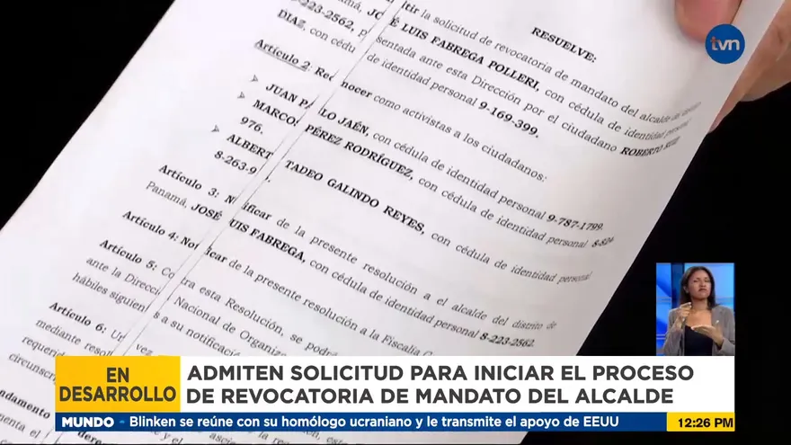 Tribunal Electoral admite revocatoria de mandato contra alcalde Fábrega
