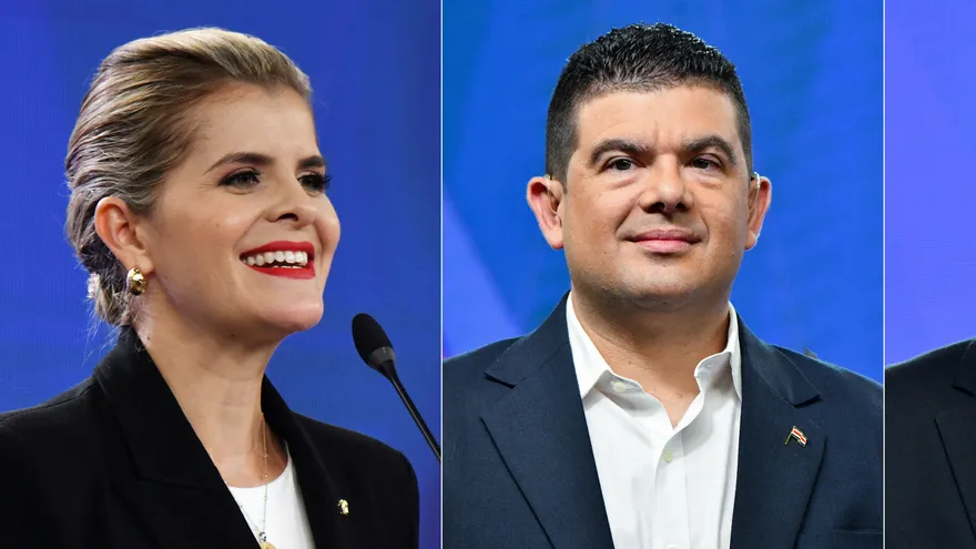 Esta combinación de imágenes, creada el 26 de enero de 2026, muestra a los candidatos presidenciales de Costa Rica (de izquierda a derecha): Laura Fernández, del partido Pueblo Soberano, durante un debate en el Tribunal Supremo de Elecciones (TSE) en San José, Costa Rica, el 11 de enero de 2026; Álvaro Ramos, del Partido Liberación Nacional (PLN), y Ariel Robles, del partido Frente Amplio (FA), durante un debate en el Tribunal Supremo de Elecciones (TSE) en San José, Costa Rica, el 12 de enero de 2026; y la ex primera dama Claudia Dobles, de la Coalición Agenda Ciudadana, durante un debate en la Universidad de Costa Rica en San José el 19 de enero de 2026