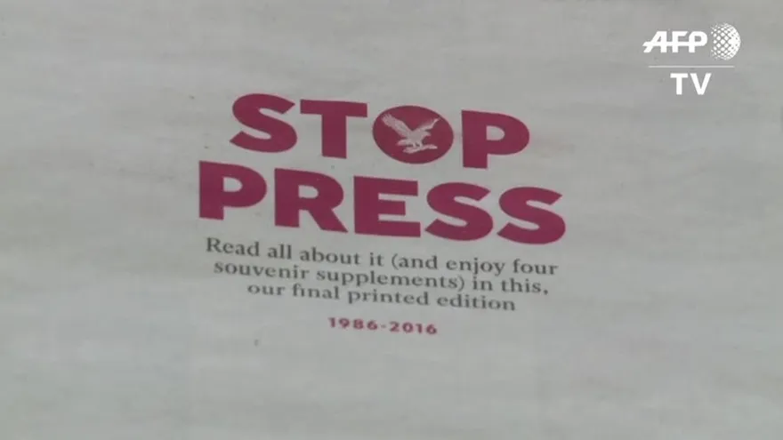 Última portada en papel del diario The Independent