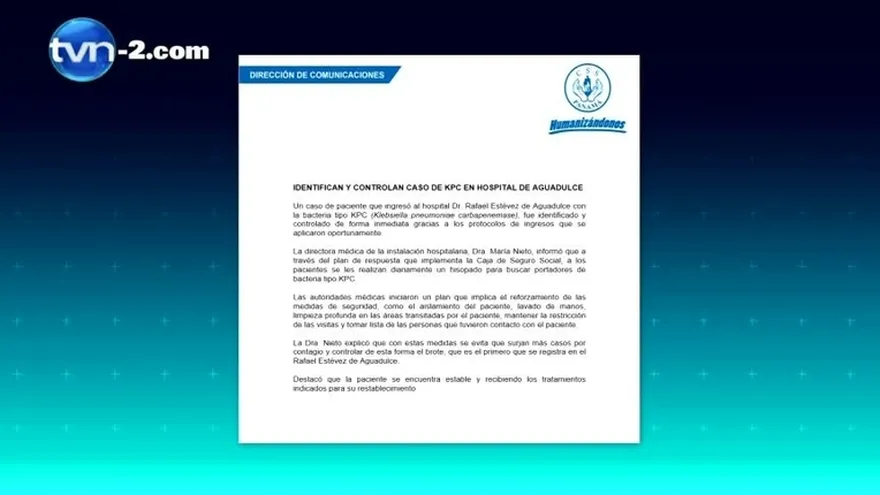 Ministerio de Salud reporta bacteria KPC en hospital de Aguadulce