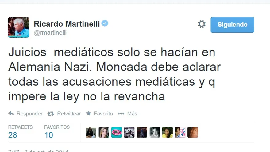 Martinelli dice que hay un juicio mediático en caso Moncada