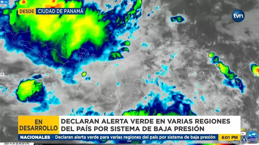 Alerta verde por sistema de baja presión en Panamá