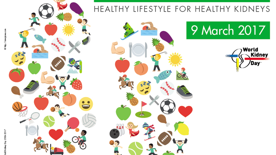 La campaña del año 2017 del Día Mundial del Riñón promueve un estilo de vida saludable para evitar la enfermedad renal.