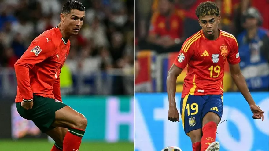 Cristiano Ronaldo y Lamine Yamal