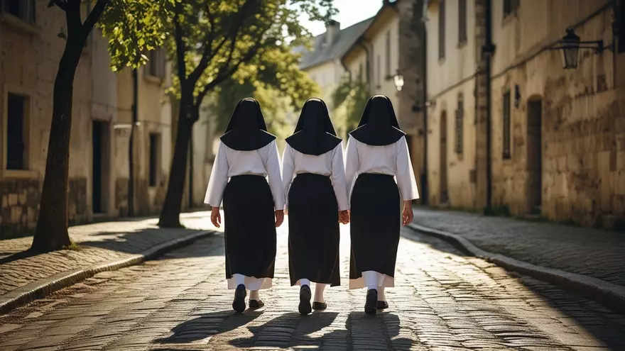 Foto ilustrativa de monjas caminando por una calle.