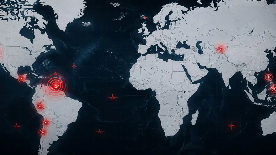 Zonas de terremotos en as últimas 24 horas, información tomada de Datosmundial.com