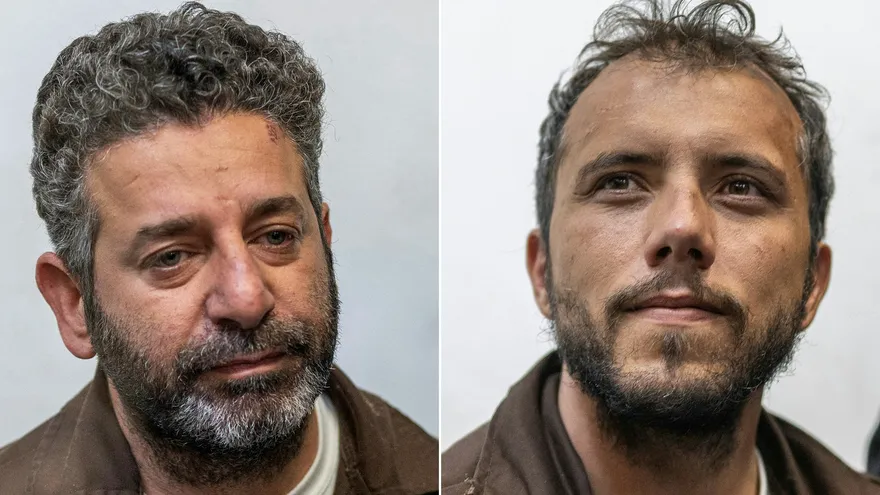 Esta combinación de fotografías de archivo, tomadas el 9 de mayo de 2026, muestra al activista español Saif Abu Keshek (izquierda) y al activista brasileño Thiago Ávila