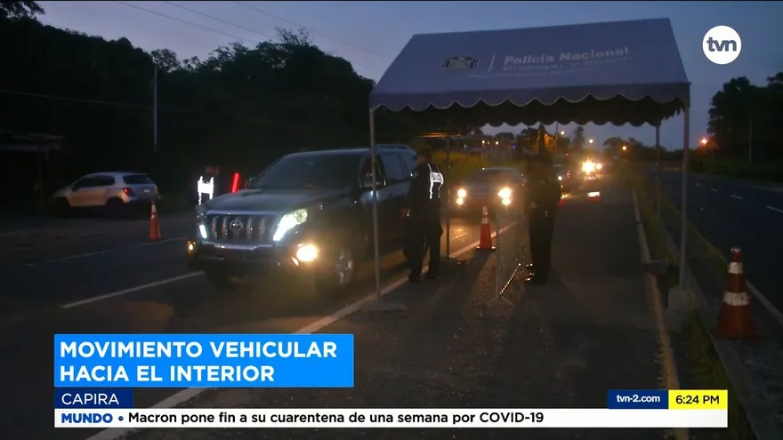 Autoridades verifican vehículos en el punto de control sanitario de Capira