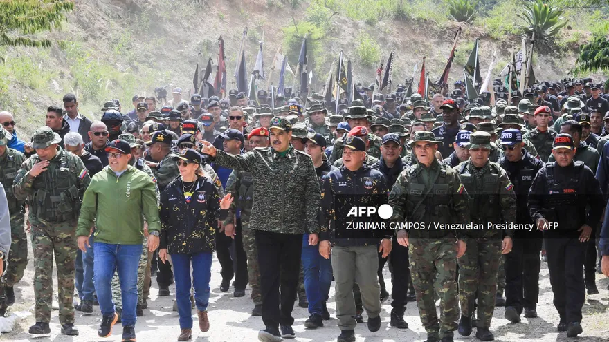 Nicolás Maduro durante una actividad de ejercicios miltares.