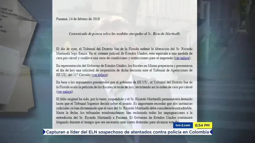 Fiscales de EEUU intentan frenar fianza a Ricardo Martinelli