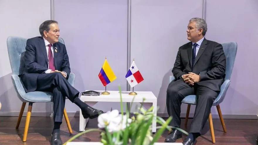Los presidentes de Panamá y Colombia, Laurentino Cortizo e Iván Duque, respectivamente