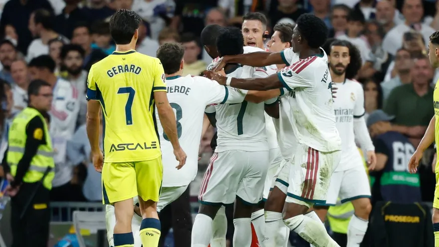 Vinicius al momento del altercado en partido contra Villarreal