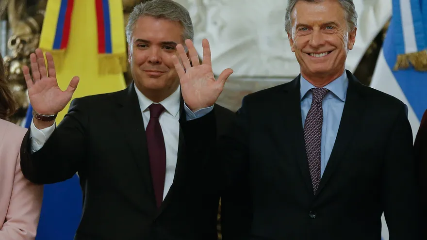 El presidente de Colombia Iván Duque y su homólogo de Argentina, Mauricio Macri