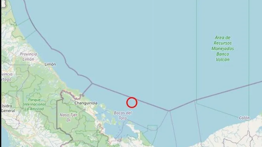 Se registra sismo al este de Bocas del Toro