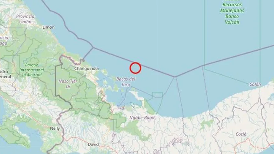 El sismo se reportó al este de Bocas del Toro