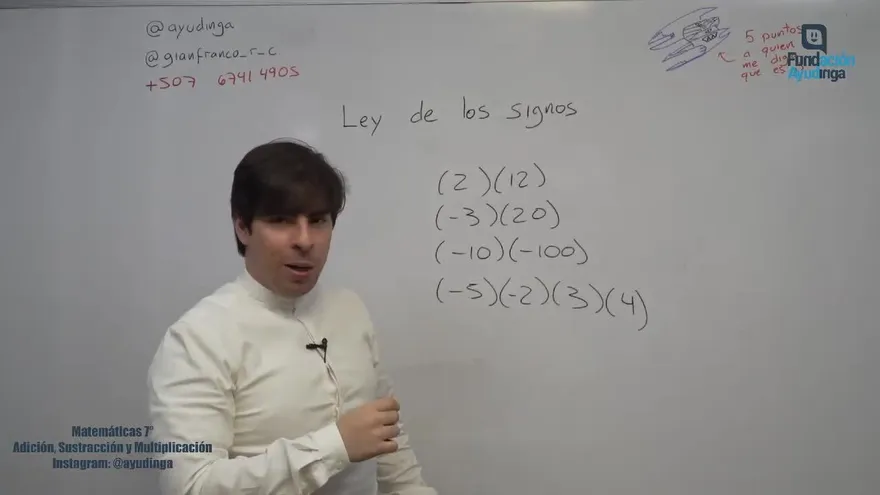 Ayudinga Matemáticas 7° - Adición, Sustracción y Multiplicación de Números Enteros 24 de marzo de 2020
