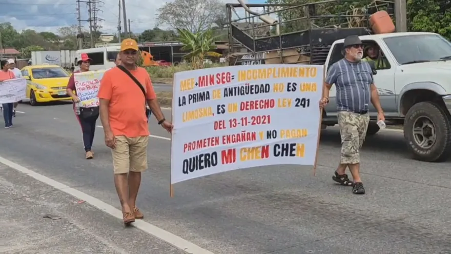 Protesta de los reservistas de la Policía Nacional en Chiriquí