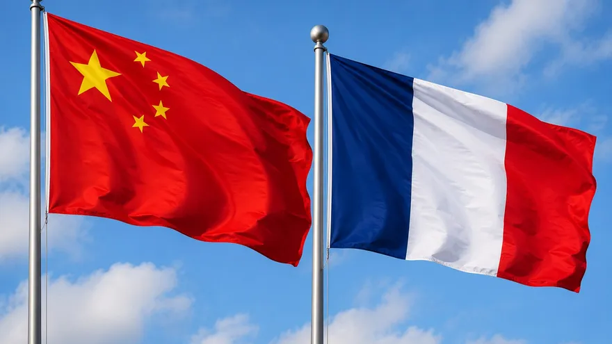 Las banderas de China y Francia.