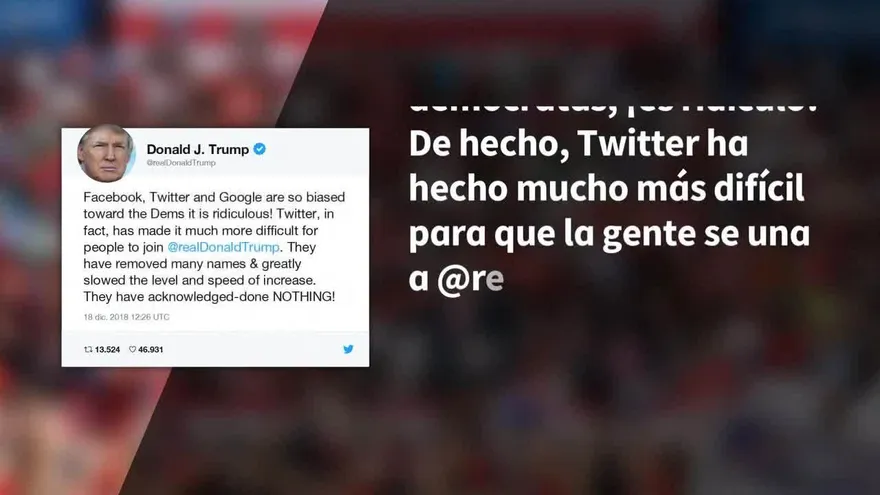 Trump dice que Facebook, Twitter y Google favorecen a demócratas