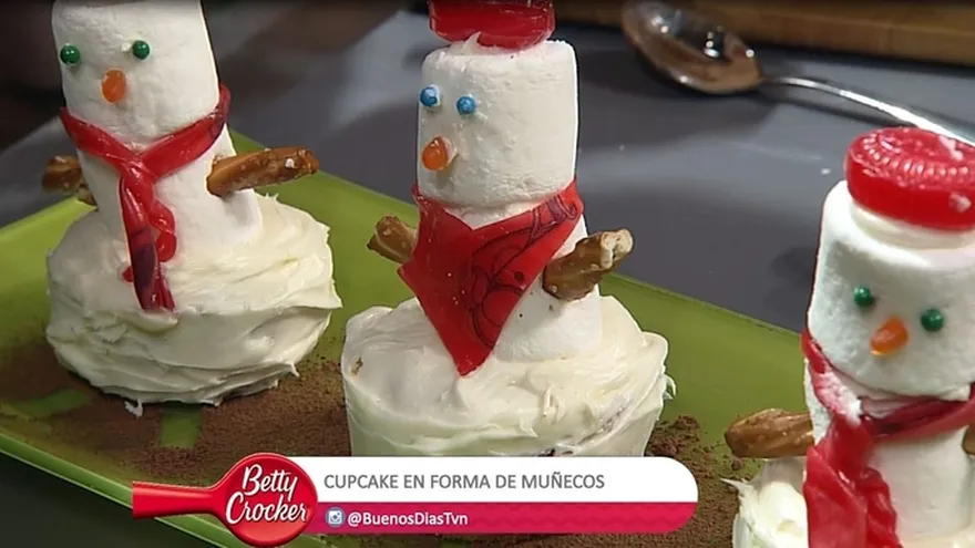 Cupcake en forma de muñeco de nieves