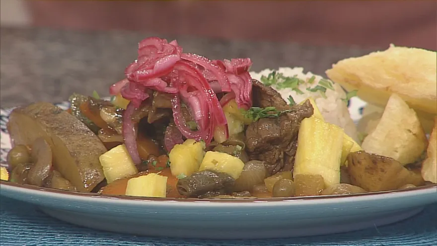 Receta: Carne tropical con arroz