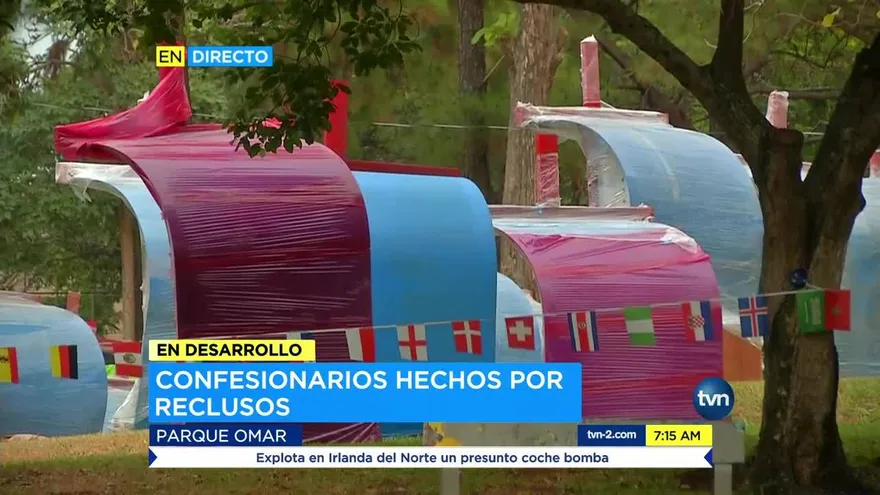 Colocan los confesionarios en el Parque del Perdón