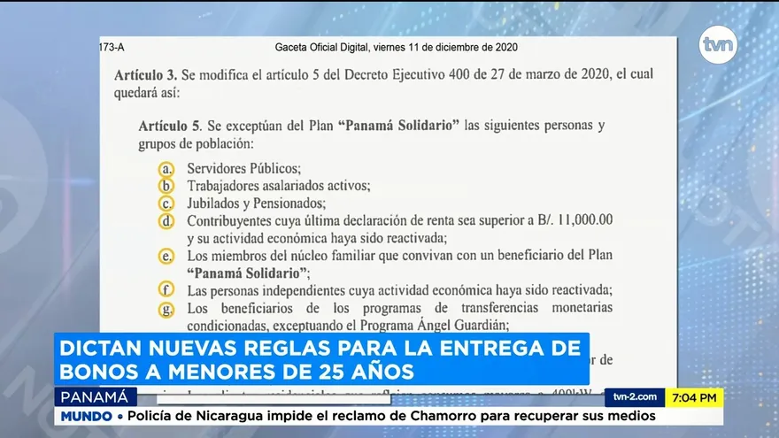 Gobierno establece nuevos criterios para la entrega del Bono Solidario