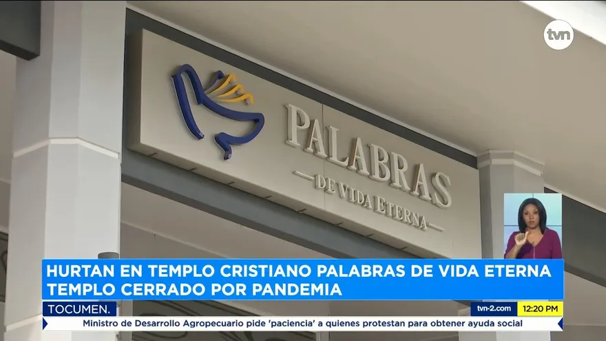 Delincuente hurta pantalla de televisión en templo cristiano
