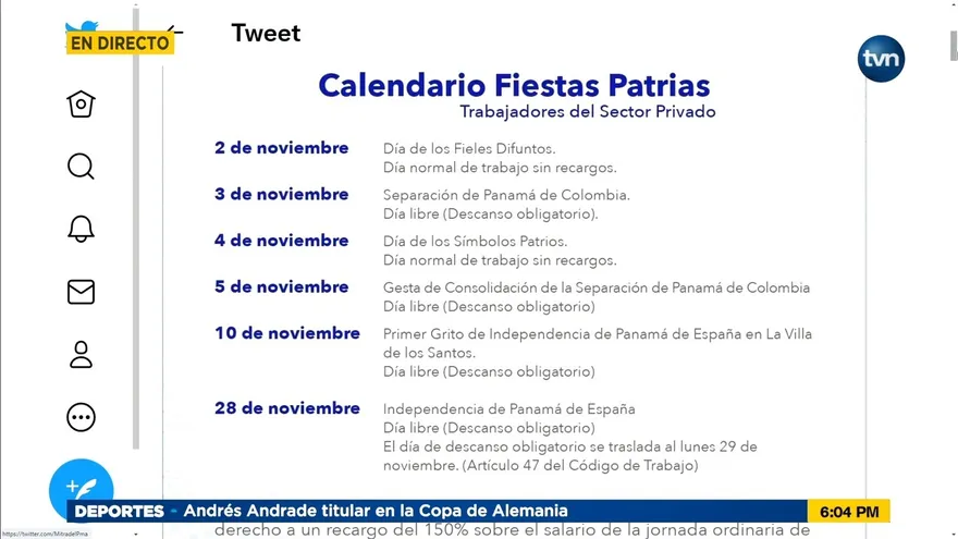 Mitradel anuncia días libres para el mes de noviembre