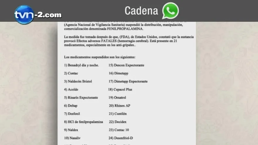 Ministerio de Salud asegura que en Panamá no hay medicamentos con fenilpropalamina