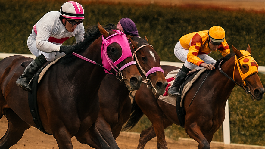 Carrera hípica ilustrativa